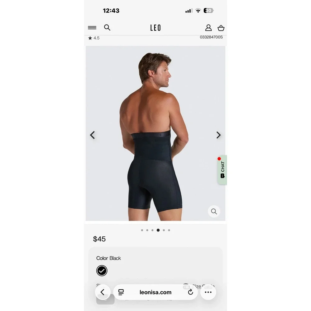 High-Waisted Stomach Shaper Boxer Brief Men's Shapewear Moderate Compression NWT